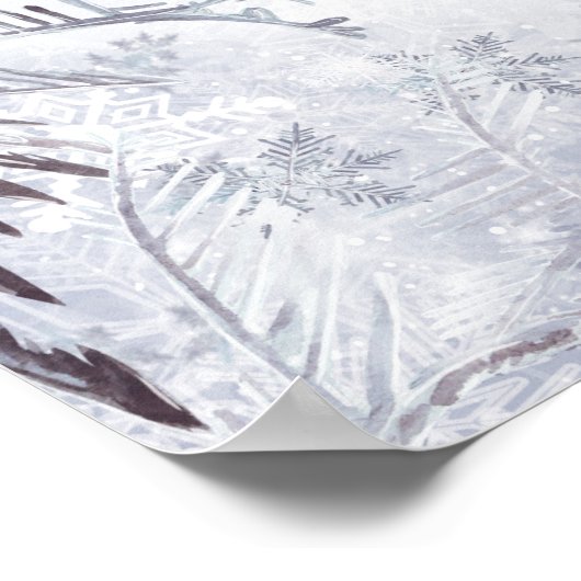 Frosty Snowflakes Wedding Welcome Poster ポスター (角)