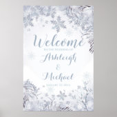 Frosty Snowflakes Wedding Welcome Poster ポスター (正面)