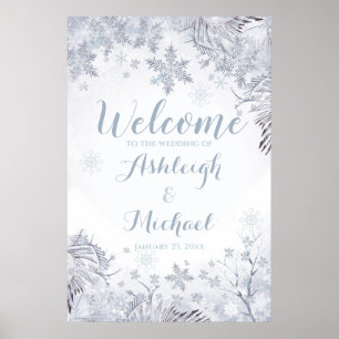 Frosty Snowflakes Wedding Welcome Poster ポスター