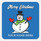 Frosty snowman custom Christmas Holiday スクエアシール (正面)