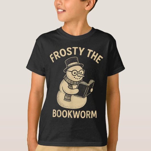 Frosty The Bookworm Snowman Reading Tシャツ (正面)