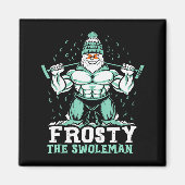 Frosty The Swoleman Funny Buff Swole Snowman Gym M マグネット (正面)