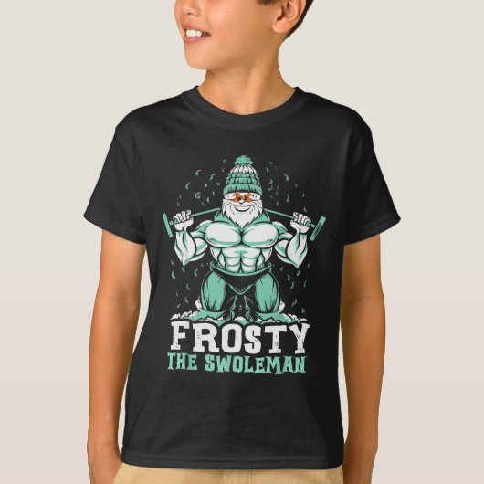 Frosty The Swoleman Funny Buff Swole Snowman Gym M Tシャツ (正面)