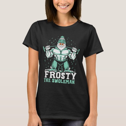 Frosty The Swoleman Funny Buff Swole Snowman Gym M Tシャツ (正面)