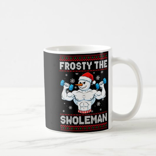Frosty The Swoleman Ugly Christmas Sweater Funny S コーヒーマグカップ (右)
