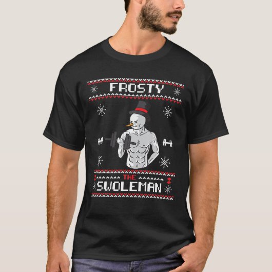 Frosty The Swoleman Ugly Christmas Sweater Funny S Tシャツ (正面)