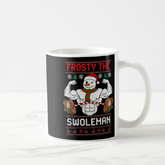 Frosty The Swoleman Ugly Christmas Sweater Funny X コーヒーマグカップ (右)