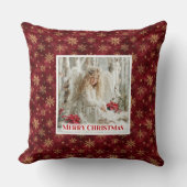 Frosty Victorian Angel Red and Gold Gift Pillow クッション (正面)