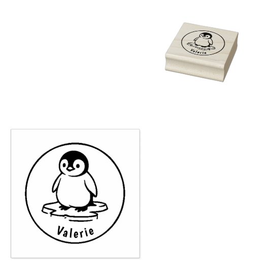 Frosty Waddle – Custom Penguin Name Stamp ラバースタンプ (押印)
