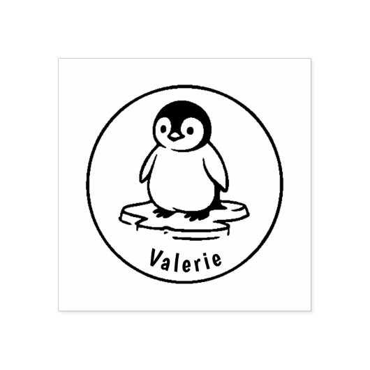 Frosty Waddle – Custom Penguin Name Stamp ラバースタンプ (インプリント)
