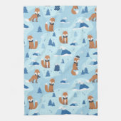 Frosty Winter Foxes キッチンタオル (縦)