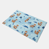 Frosty Winter Foxes ドアマット (アングル)