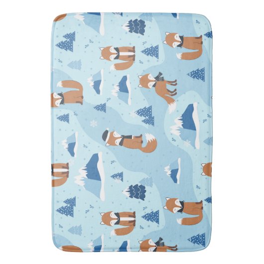 Frosty Winter Foxes バスマット (正面縦)