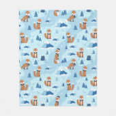 Frosty Winter Foxes フリースブランケット (正面)