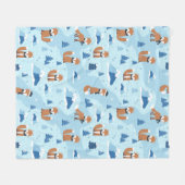 Frosty Winter Foxes フリースブランケット (正面(横))