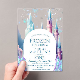 Frozen 1st Birthday Cartoon Castle アクリル招待状