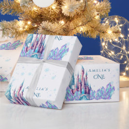 Frozen 1st Birthday Cartoon Castle First Birthday  ラッピングペーパー