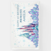 Frozen 1st Birthday Cartoon Castle First Birthday  横断幕 (縦)