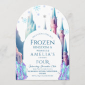 Frozen 4歳の誕生日 お城のキャラクター 招待状 (正面)