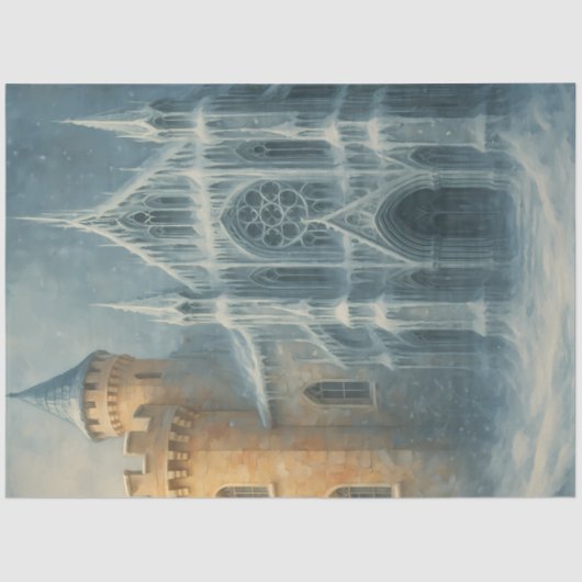 Frozen Cathedral Winter Gothic Fantasy Decoupage 薄葉紙 (正面)