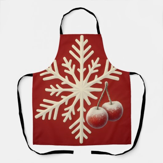 Frozen Cherry Snowflake – Winter Magic Design エプロン (正面)
