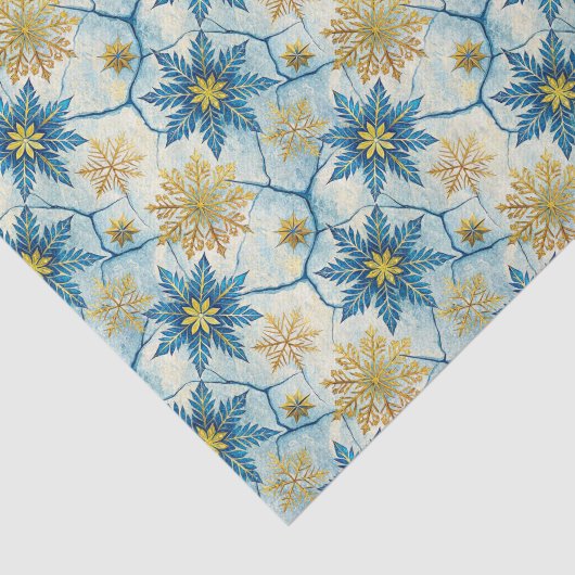 Frozen Elegance Blue and Gold Snowflake 薄葉紙 (詳細)
