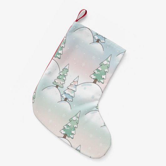 Frozen Forest Elegance Winter Tree Designs スモールクリスマスストッキング (正面 (吊り時))