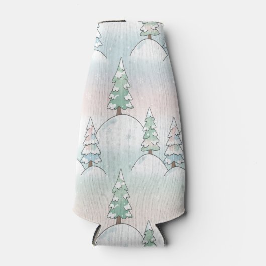 Frozen Forest Elegance Winter Tree Designs ボトルクーラー (正面)