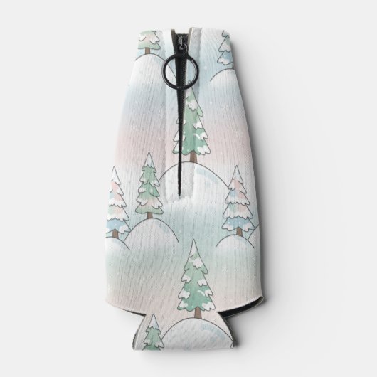 Frozen Forest Elegance Winter Tree Designs ボトルクーラー (裏面)
