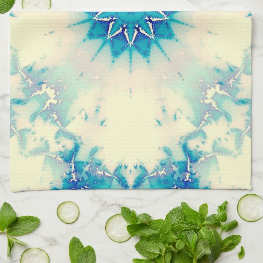 Frozen Frosty Blue Snowflake Winter Pattern キッチンタオル (折り畳み)