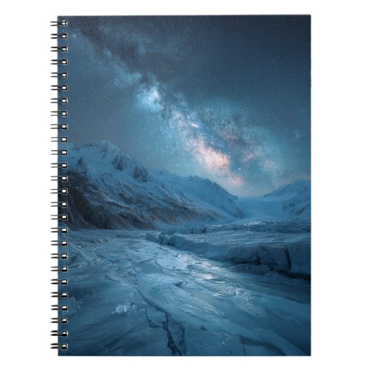 Frozen Galaxy Blue Starry Glacier Notebook ノートブック (正面)