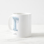 Frozen Icicle Letter I Personalized Winter Name コーヒーマグカップ (正面左)