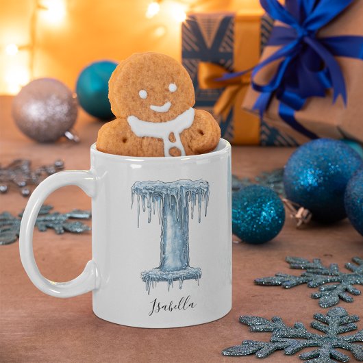 Frozen Icicle Letter I Personalized Winter Name コーヒーマグカップ