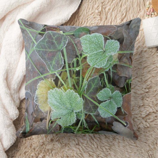 Frozen Leaves Pattern Throw Pillow クッション (ブランケット)