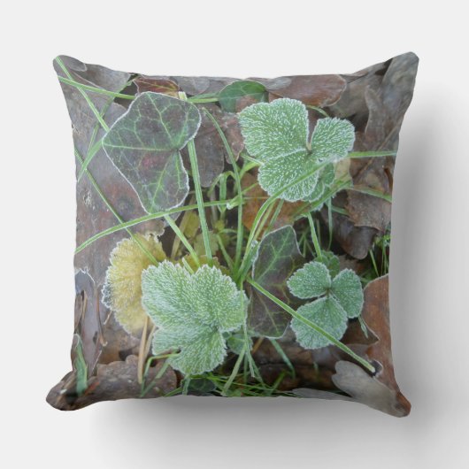 Frozen Leaves Pattern Throw Pillow クッション (正面)