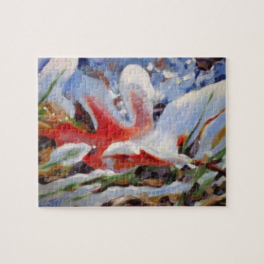 Frozen Oak Leaf Painting / Artist Larry Lerew ジグソーパズル (横)