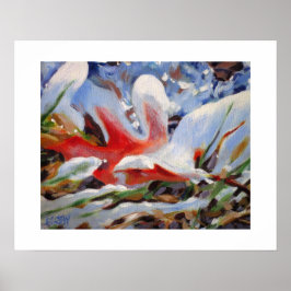 Frozen Oak Leaf Painting / Artist Larry Lerew ポスター