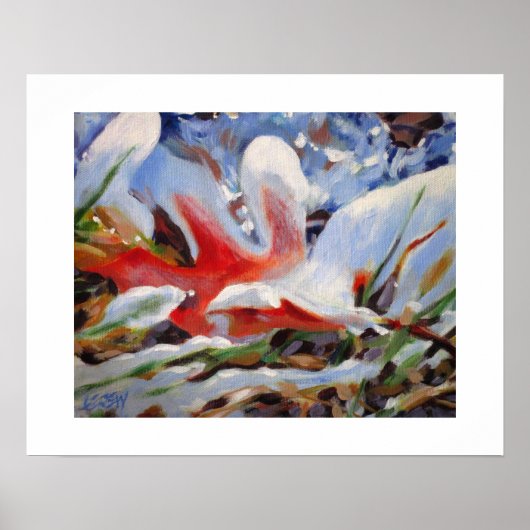 Frozen Oak Leaf Painting / Artist Larry Lerew ポスター (正面)