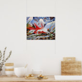 Frozen Oak Leaf Painting / Artist Larry Lerew ポスター (キッチン)