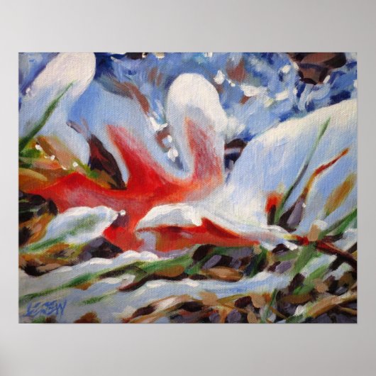 Frozen Oak Leaf Painting / Artist Larry Lerew ポスター (正面)