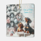 Frozen pastel Dachshund Christmas Ornament セラミックオーナメント (左)