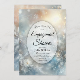 Frozen Petals in a Golden Winter Mist Engagement 招待状