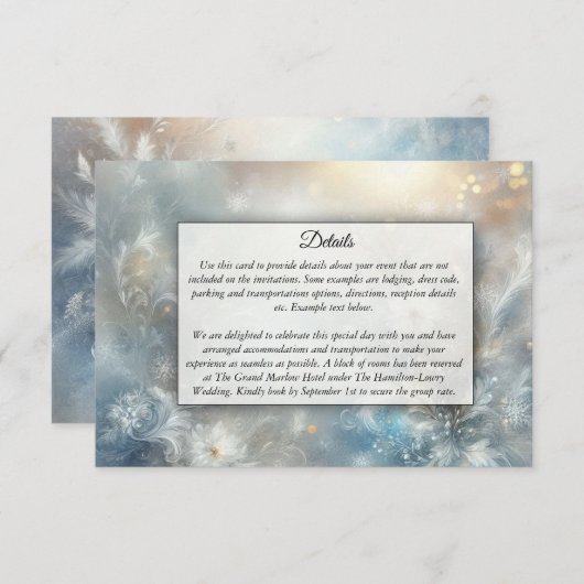 Frozen Petals in a Golden Winter Mist Wedding エンクロージャーカード (正面/裏面)