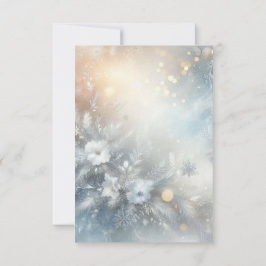 Frozen Petals in a Golden Winter Mist Wedding 出欠カード (裏面)