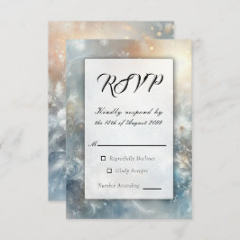 Frozen Petals in a Golden Winter Mist Wedding 出欠カード
