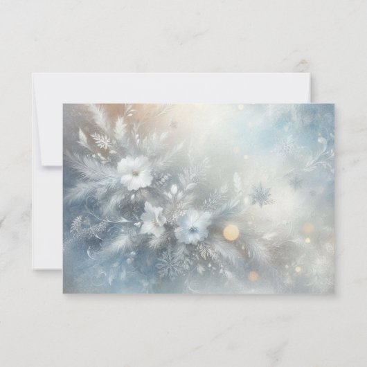 Frozen Petals in a Golden Winter Mist Wedding 出欠カード (裏面)