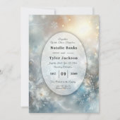 Frozen Petals in a Golden Winter Mist Wedding 招待状 (正面)
