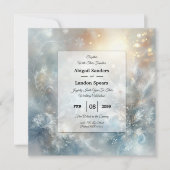 Frozen Petals in a Golden Winter Mist Wedding 招待状 (正面)