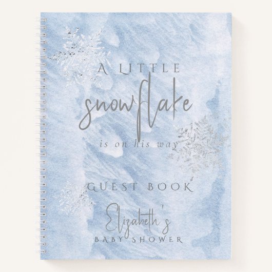 Frozen Snowflake Blue Baby Shower Guest Book ノートブック (正面)