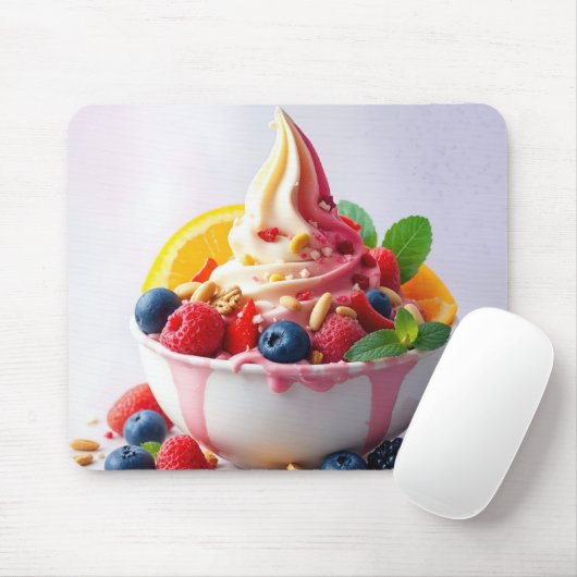 Frozen Yogurt With Fruit and Nuts マウスパッド (マウス)